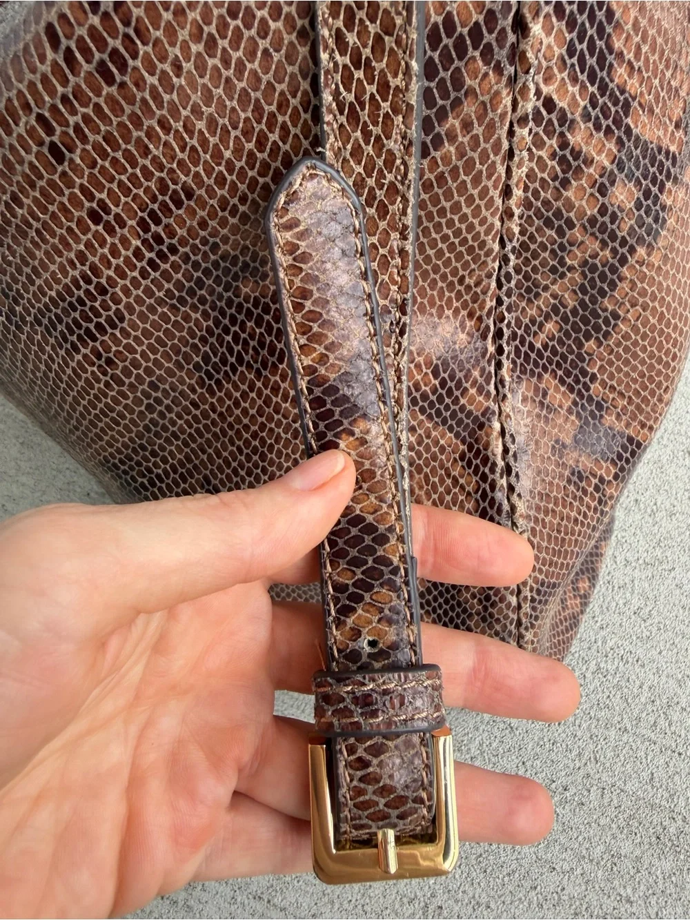 G.I.L.I. Got It Love It Exotic Brown Snakeskin Leather Large Convertible HoboBag